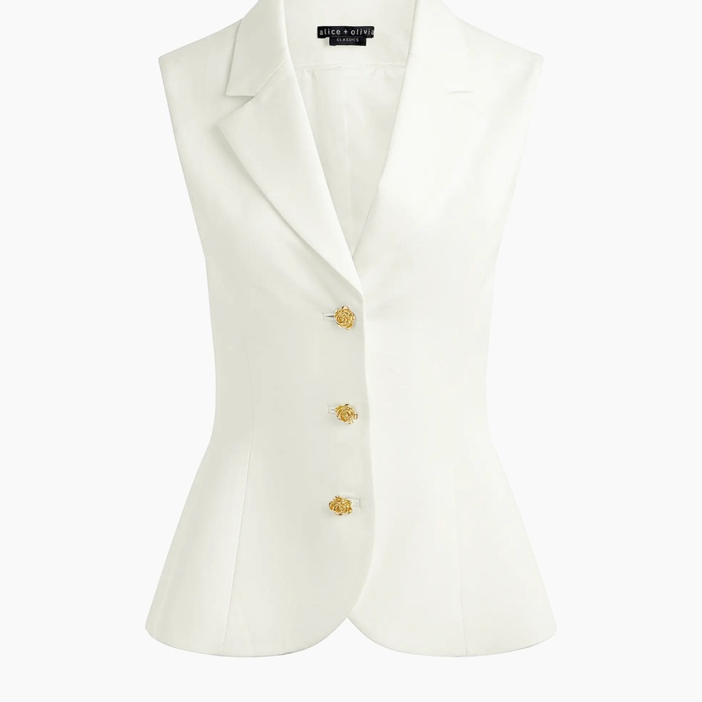Alice + Olivia Ivory Vest with Gold Accents